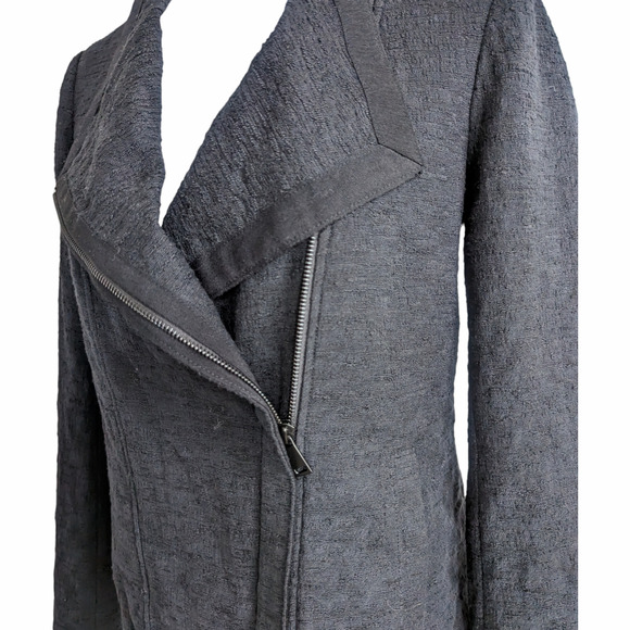 Vince Black Asymmetric Texture Cotton Open Front Cardigan Jacket Size Small - Picture 4 of 5